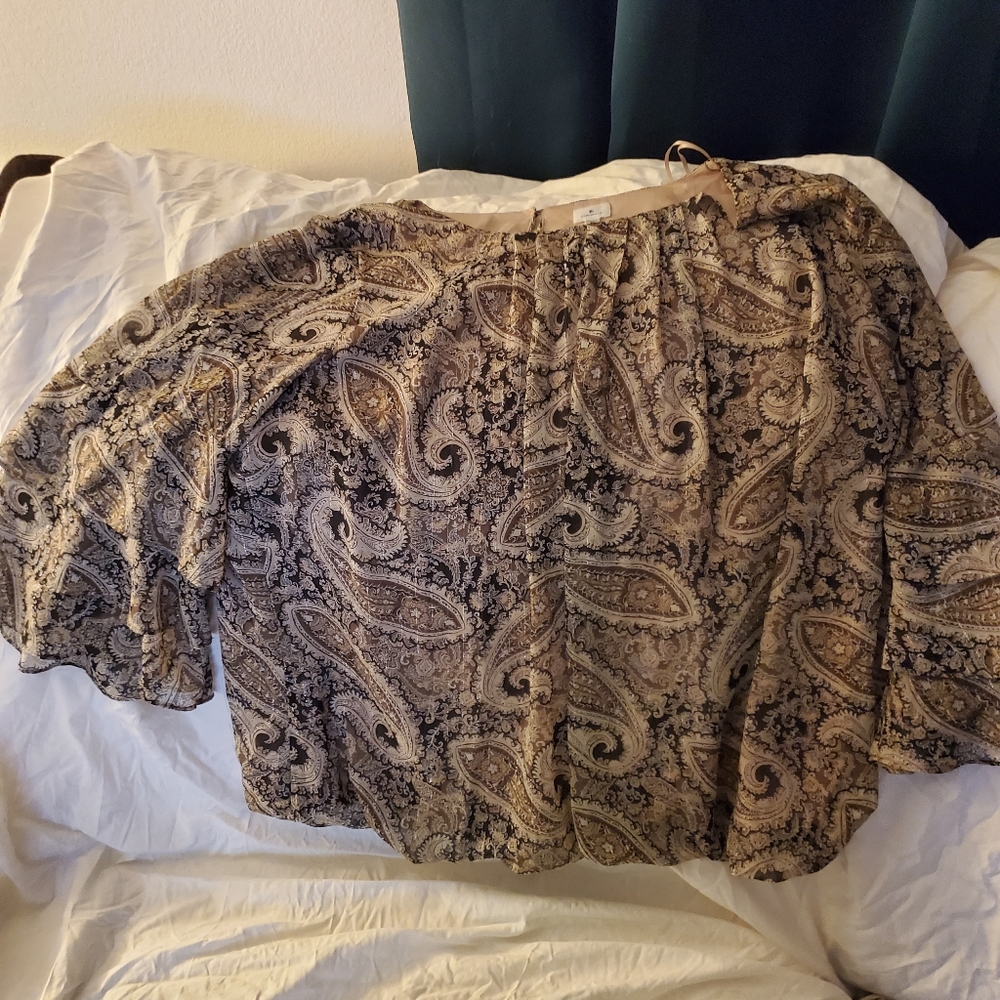 Dress barn 3x 3/4 sleeve beige with brown floral pattern
